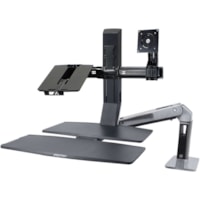 Montage à éléments multiples WorkFit pour Workstation, Ordinateur Portable - Noir Ergotron - Hauteur réglable - 1 Écran(s) supportés - 24 po (609,60 mm) Support d'écran - 24,25 lb (11000 g) Capacité de charge - 100 x 100, 75 x 75 - Compatibilité 