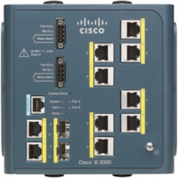 Cisco IE-3000 Ethernet Switch - 8 Ports - Manageable - Gigabit Ethernet, Fast Ethernet - 10/100/1000Base-T, 10/100Base-TX - Refurbished - 2 Layer Supported - 2 SFP Slots - Rack-mountable - 1 Year Limited Warranty