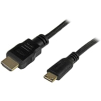 Adaptateur de câble vidéo 1 pi (0,30 m) HDMI/Mini-HDMI - 1 chaque StarTech.com - 1 pi (0,30 m) HDMI/Mini-HDMI Adaptateur de câble vidéo pour Camescope Numérique, HDTV, Smartphone, Périphérique audio/vidéo, Caméra - 10,2 Gbit/s - Blind&eacu