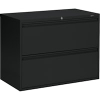 Global MVL1936P2 File Cabinet - 2-Drawer - 36" Width x 19.5" Depth x 27.1" Height - 2 x Drawer(s) for File - A4, Legal, Letter - Lateral - Lockable, Recessed Handle, Leveling Glide - Black - Metal