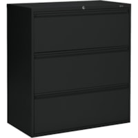 Global MVL1936P3 File Cabinet - 3-Drawer - 36" Width x 19.5" Depth x 39.5" Height - 3 x Drawer(s) for File - A4, Legal, Letter - Lateral - Lockable, Recessed Handle, Leveling Glide - Black - Metal