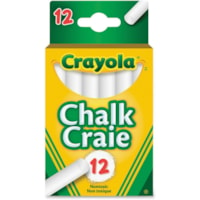 Crayola Chalkboard Chalk Stick - White - Break Resistant, Non-toxic - 12 / Pack