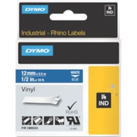 Dymo - Etiquette à Code Couleur 1805243 - largeur de 15/32 po - Permanent Adhésif - Transfert thermique - Bleu - Vinyle - Étanche - Autocollant, Résistant aux produits chimiques, Résistant à l'huile, Résistant à la chaleur