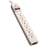 Tripp Lite by Eaton Protect It TLP608TEL 6-Outlets Surge Suppressor - NEMA 5-15P - 6 x NEMA 5-15R - 1.88 kVA - 990 J - 125 V AC Input - 125 V AC Output - Phone/Fax/Modem/DSL - 8 ft (2.44 m)