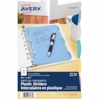 Avery® Durable Plastic Write-On Dividers 5½" x 8½" , 5 tabs - 5 x Divider(s) - Write-on Tab(s) - 5 - 5 Tab(s)/Set - 5.50" (139.70 mm) Divider Width x 8.50" (215.90 mm) Divider Length - 7 Hole Punched - Multicolor Plastic Divider - Multicolor Plastic Tab(s) - Hole-punched, Writable, Erasable, Dur