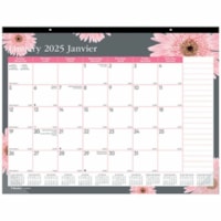 Blueline Pink Ribbon Calendar - Monthly - 12 Month - January 2025 - December 2025 - 1 Month Single Page Layout - 22" x 17" Sheet Size - Desk Pad - Pink Daisy - Chipboard, CardboardDaily Block, Reinforced Back, Yearly Calendar, Notes Section, Tear-off, Top Bound, Monthly Calendar