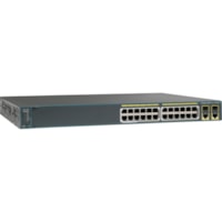 Cisco Catalyst 2960-24PC-S Ethernet Switch - 24 Ports - Manageable - Gigabit Ethernet, Fast Ethernet - 10/100/1000Base-T, 10/100Base-TX - Refurbished - 2 Layer Supported - 2 SFP Slots - PoE Ports - 1U - Rack-mountable