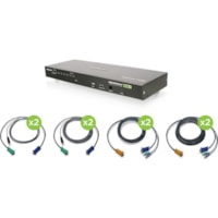 Boîtier de commutation KVM IOGEAR - 8 Ordinateur(s) - 1 Utilisateur(s) local - 2046 x 1536 - 1 x USB - 1U - Montable en rack