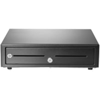 HP Cash Drawer - 2 Media Slot - 3 Lock Position - Printer Driven - Black - 4.30" (109.22 mm) Height x 16.30" (414.02 mm) Width x 16.20" (411.48 mm) Depth