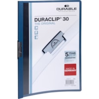 Couverture de rapport DURACLIP format lettre DURABLE - 8 1/2 po (215,90 mm) x 11 po (279,40 mm) - 30 Capacité en feuilles - Vinyle, Acier - 1 chaque