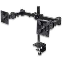 Manhattan TV & Monitor Mount, Desk, Full Motion, 2 screens, Screen Sizes: 10-27" , Black, Clamp Assembly, Dual Screen, VESA 75x75 to 100x100mm, Max 6kg (each), Lifetime Warranty - Height Adjustable - 2 Display(s) Supported - 13" (330.20 mm) to 27" (685.80 mm) Screen Support - 26.46 lb (12000 g) Load