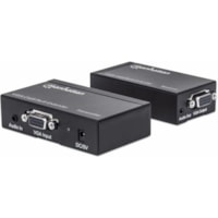 Manhattan VGA Cat5/5e/6 Extender - 1 Input Device - 2 Output Device - 984.25 ft (300000 mm) Range - 2 x Network (RJ-45) - 1 x VGA In - 2 x VGA Out - WUXGA - 1920 x 1200 - Twisted Pair - Category 6