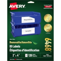 Étiquette pour classeur Avery® - largeur de 2 po (50,80 mm) x longueur de 4 po (101,60 mm) - Amovible Adhésif - Rectangulaires - Laser, Jet d'encre - Blanc - Sans résidus, Autocollant, Repositionnables - 120 / emballage