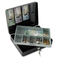 Sentry Safe DCB-1 Locking Cash Box - 1.61 gal (6100 mL) - Key Lock - Overall Size 3.5" (90 mm) Height x 11.8" (300 mm) Width x 9.3" (235 mm) Depth - Black