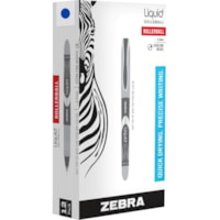 Zebra Pen Liquid Rollerball Needle point Pen - 0.5 mm (0.02") Medium Pen Point - Blue Ink - Translucent Barrel - Metal Tip - 1 Dozen