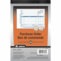 Adams Purchase Order Form - 50 Sheet(s) - 3 Part - Carbonless Copy - 5.56" (141.22 mm) x 8.43" (214.12 mm) Form Size - Pink, White, Yellow - Red Print Color - 1 Each