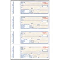 Adams Security Receipt Book - 200 Sheet(s) - 2 Part - Carbonless Copy - 2.75" (69.85 mm) x 7.12" (180.85 mm) Form Size - White, Yellow - 1 Each