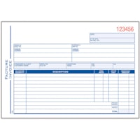 Carnet de factures Adams - Double fil - 3 Pièce - taille de feuille 5,56 po (141,22 mm) x 8,43 po (214,12 mm) - Blanc, Jaune - 1 chaque