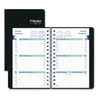 Blueline Duraflex C5075V Planner - Julian Dates - Weekly - 2012 - 7:00 AM to 6:00 PM - Hourly - 8" (203.20 mm) x 5" (127 mm) Sheet Size - Twin Wire - Paper, Poly - Black CoverHard Cover, Heavy Duty, Appointment Schedule, Bilingual, Address Directory, Phone Directory, Acid-free, Textured Cover