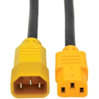 Tripp Lite 6ft Power Cord Extension Cable C14 to C13 Heavy Duty Yellow 15A 14AWG 6' - For Server, PDU, UPS - 250 V AC / 15 A - Black, Yellow - 6 ft (1.83 m) Cord Length - IEC 60320 C13 / IEC 60320 C14