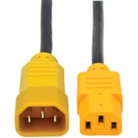 Tripp Lite 4ft Computer Power Cord Extension Cable C14 to C13 Yellow 10A 18AWG 4' - For Computer, Printer, Monitor - 125 V AC / 10 A - Black, Yellow - 4 ft (1.22 m) Cord Length - IEC 60320 C13 / IEC 60320 C14