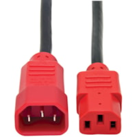 Tripp Lite 4ft Computer Power Cord Extension Cable C14 to C13 Red 10A 18AWG 4' - For Computer, Printer, Monitor - 125 V AC / 10 A - Red - 4 ft (1.22 m) Cord Length - IEC 60320 C13 / IEC 60320 C14