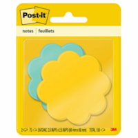 Post-it® Super Sticky Die-Cut Notes - 150 x Assorted - 3" (76.20 mm) Flag/Note Width x 3" (76.20 mm) Flag/Note Length - Daisy - Yellow, Blue - Self-adhesive - 2 / Pack