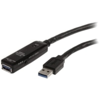 Câble de transfert de données 32,8 pi (10 m) USB - 1 chaque StarTech.com - 32,8 pi (10 m) USB Câble de transfert de données pour MAC, PC - 5 Gbit/s - Rallonge - Blindé - Noir - 1 chaque