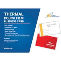 Pochette de plastification RF05BUSC0100 Royal Sovereign - Sheet Size Supported : Carte professionnelle - Laminating Pouch/Sheet Size : largeur de 2,25 po x longueur de 3,75 po x épaisseur de 5 mil - Brillant - pour Carte d'identification, Document, Affiche, Photo, Carte professionnelle - Auto