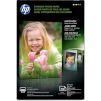 HP Everyday Photo 4x6 Glossy Paper - 4" (101.60 mm) x 6" (152.40 mm) - 53 lb (24040.40 g) Basis Weight - Glossy - Design for the Environment (DfE) - Quick Drying - White - 100 / Pack