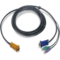 IOGEAR 10ft PS/2 KVM Cable (TAA Compliant) - 10 ft KVM Cable for KVM Switch, Keyboard/Mouse - First End: 1 x 15-pin HD-15 - Male - Second End: 2 x 6-pin Mini-DIN (PS/2) - Male, 1 x 15-pin HD-15 - Male - 1 