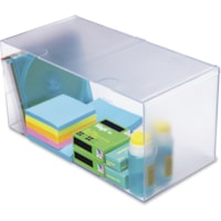 Deflecto Stackable Cube Organizer - 1 Compartment(s) - 6" (152.40 mm) Height x 12" (304.80 mm) Width x 6" (152.40 mm) Depth - Stackable, Sturdy, Removable Divider, Removable Drawer - Clear - Plastic - 1 Each