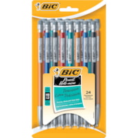 BIC Extra-Precision Mechanical Pencil, HB Lead, Metallic Barrel, Fine Point (0.5mm), Black, 24-Count - 0.5 mm (0.02") Black Lead - HB/#2 - Assorted Barrel - 24 / Pack