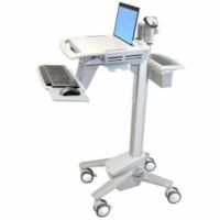 Chariot médical StyleView Ergotron - 18 lb (8164,66 g) Capacité - 4 Roulette - Aluminium, Plastique, Acier zingué - largeur de 18,3 po (464,82 mm) x hauteur de 50,5 po (1282,70 mm) - Blanc, Gris, Aluminium poli - 17,3 po (439,42 mm) Écran supportée