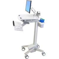 Chariot médical StyleView Ergotron - 35 lb (15875,73 g) Capacité - 4 Roulette - Aluminium, Plastique, Acier zingué - largeur de 18,3 po (464,82 mm) x hauteur de 50,5 po (1282,70 mm) - Blanc, Gris, Aluminium poli