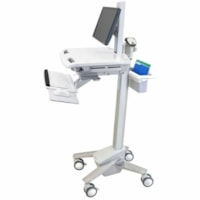 Chariot médical StyleView Ergotron - 35 lb (15875,73 g) Capacité - 4 Roulette - Aluminium, Plastique, Acier zingué - largeur de 18,3 po (464,82 mm) x hauteur de 50,5 po (1282,70 mm) - Blanc, Gris, Aluminium poli - 24 po (609,60 mm) Écran supportée