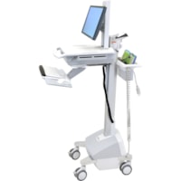 Ergotron StyleView EMR Cart with LCD Pivot, LiFe Powered - 31 lb (14061.36 g) Capacity - 4 Casters - Aluminum, Plastic, Zinc Plated Steel - 18.3" (464.82 mm) Width x 50.5" (1282.70 mm) Height - White, Gray, Polished Aluminum