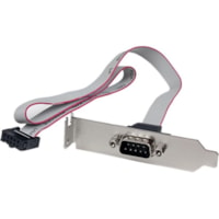 StarTech.com 1 Port 16in DB9 Serial Port Bracket to 10 Pin Header - Low Profile - 1 x DB-9 Male Serial - 1 x IDC Female - Gray