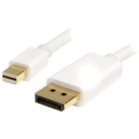 StarTech.com 1m (3ft) Mini DisplayPort to DisplayPort 1.2 Cable, 4K x 2K mDP to DisplayPort Adapter Cable, Mini DP to DP Cable for Monitor - 1m/3.3ft Mini-DP to DisplayPort v1.2 cable; 4Kx2K(3840x2400 60Hz)/21.6 Gbps bandwidth/HBR2/8Ch Audio/MST - Durable PVC strain relief; Latching connectors - For