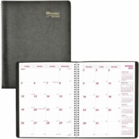 Brownline® Essential Monthly Diary 14 Month Twin Wire 11x8-1/2" English Black - Julian Dates - Monthly - 14 Month - December 2024 to January 2026 - 1 Month Double Page Layout - 8 1/2" (215.90 mm) x 11" (279.40 mm) Sheet Size - Twin Wire - Black - Vinyl - Black Cover - Notes Area, Reference Calen