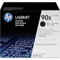 HP 90X (CE390XD) Original Laser Toner Cartridge - Dual Pack - Black - 2 / Carton - 24000 Pages