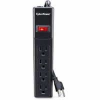 CyberPower CSB404 Essential 4-Outlets Surge Suppressor 4FT Cord - Plain Brown Boxes - Black - NEMA 5-15P - 4 x NEMA 5-15R - 450 J - 22.5 kA - 4 ft - Keyhole/Undermount/Wall Mount