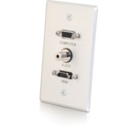 C2G 1-Gang HDMI, VGA and 3.5mm Audio Wall Plate - Brushed Aluminum - 1-gang - Wall Mount - Brushed Aluminum - Aluminum - 1 x HDMI Port(s) - 1 x Mini-phone Port(s) - 1 x VGA Port(s)