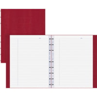 Rediform MiracleBind Hard Cover Notebook - 75 Sheets - Twin Wirebound - Ruled Blue Margin - 7 1/4" (184.15 mm) x 9 1/4" (234.95 mm) Sheet Size - White Paper - Red Cover - Hard Cover, Micro Perforated, Telephone & Address Pages, Index Sheet, Repositionable, Self-adhesive Tab, Storage Pocket, Micro Pe