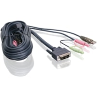 IOGEAR 6ft (1.8m) Single Link DVI-I USB KVM Cable - 6 ft DVI/Mini-phone/USB KVM Cable for KVM Switch - First End: 1 x USB Type A - Male, 1 x DVI-I (Single-Link) Digital Video - Male, 2 x Mini-phone Audio - Male - Second End: 1 x USB Type B - Male, 1 x DVI-I (Single-Link) Digital Video - Male, 2 x Mi