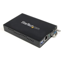 Émetteur-récepteur/Convertisseur de média StarTech.com - 1 x Réseasu (RJ-45) - 1 x LC Ports - Fonction DuplexPort LC - Mode simple (Single-Mode) - 0,05 mil (0 mm) Fibre - Gigabit Ethernet - 1000Base-T, 1000Base-SX/LX - 40 km (24,85 Mille) - Adaptateur secteur CA - Bureau, Montab