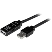 Câble de transfert de données 65,6 pi (20 m) USB - 1 chaque StarTech.com - 65,6 pi (20 m) USB Câble de transfert de données pour Prise murale, Adaptateur secteur - 480 Mbit/s - Rallonge - Blindé - Nickel Connecteur plaqué - Noir - 1 chaque