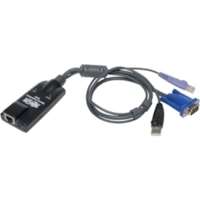 Tripp Lite by Eaton NetDirector B055-001-UV2CAC USB/VGA/RJ-45 KVM Cable - RJ-45/USB/VGA KVM Cable for KVM Switch - First End: 1 x RJ-45 Network - Female - Second End: 1 x 15-pin HD-15 - Male, 2 x USB Type A - Male - Black 