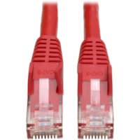 Tripp Lite by Eaton 15-ft. Cat6 Gigabit Snagless Molded Patch Cable(RJ45 M/M) - Red - 15 ft (4.57 m) Category 6 Network Cable for Network Device, ATM - First End: 1 x RJ-45 Network - Male - Second End: 1 x RJ-45 Network - Male - 1 Gbit/s - Patch Cable - Gold Plated Contact - CM - 24 AWG - Red - 1