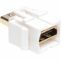 Tripp Lite HDMI Keystone Jack Snap-in Insert Module Coupler F/F White - 1 x HDMI Digital Audio/Video Female - 1 x HDMI Digital Audio/Video Female - Gold Connector - White